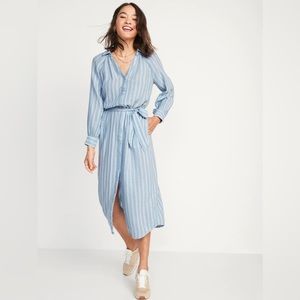 Old navy long sleeve Waist-Defined Stripped Midi dress